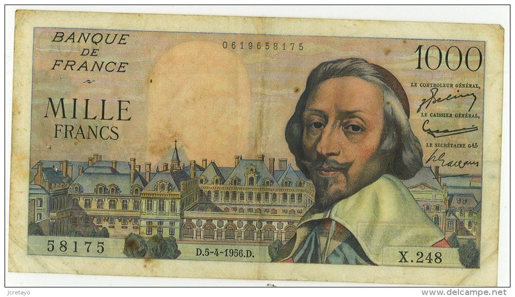 1000 Francs Richelieu, Ref Fayette 42/20, état TTB - 1 000 F 1953-1957 ''Richelieu''