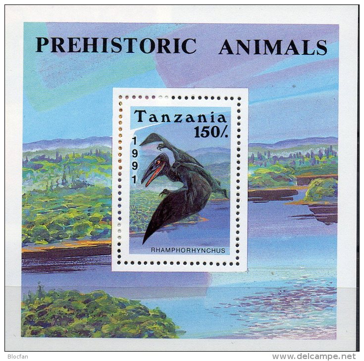 Dinosaurier Naturschutz 1991 Tansania Block 146 ** 2€ Ramphorhynchus Prehistorics Ms Ss Bloc Fauna WWF Sheet Bf Tanzanie - Tanzanie (1964-...)