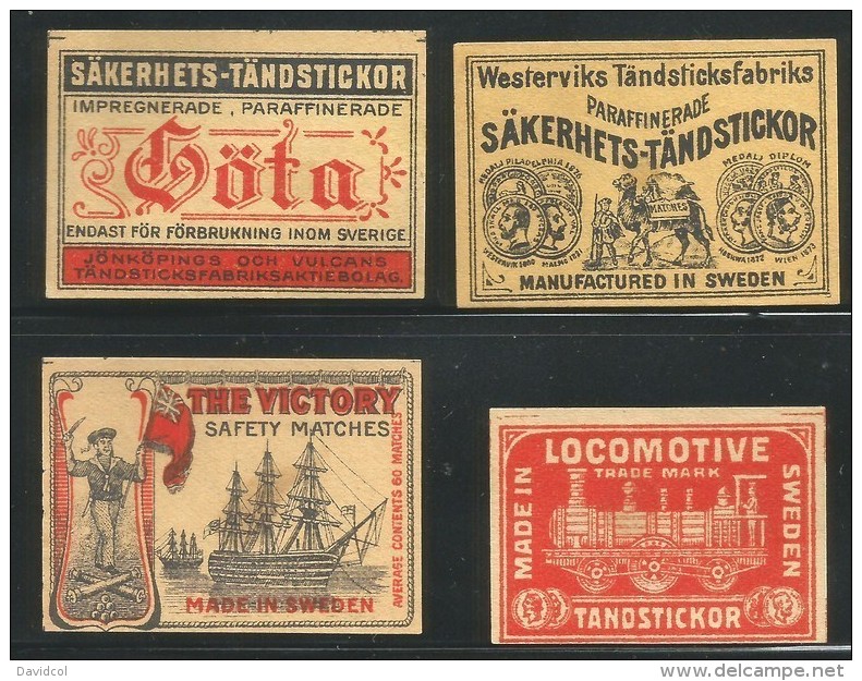 Q593.-. SWEDEN / SUECIA .-. 1920`S - 1930`S .-. AMAZING MATCH VIGNETTES, UNUSED. LOT X 5 PIECES - Variétés Et Curiosités