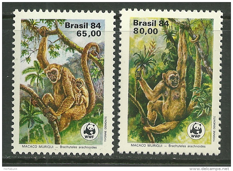 Brazil    " Monkey-World Wildlife Fund "    Set   SC# 1926-27  MNH** - Unused Stamps