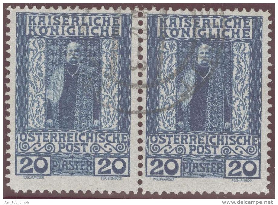 Österreich Levante 1908 Paar Mi#61 Gestemeplt - Eastern Austria