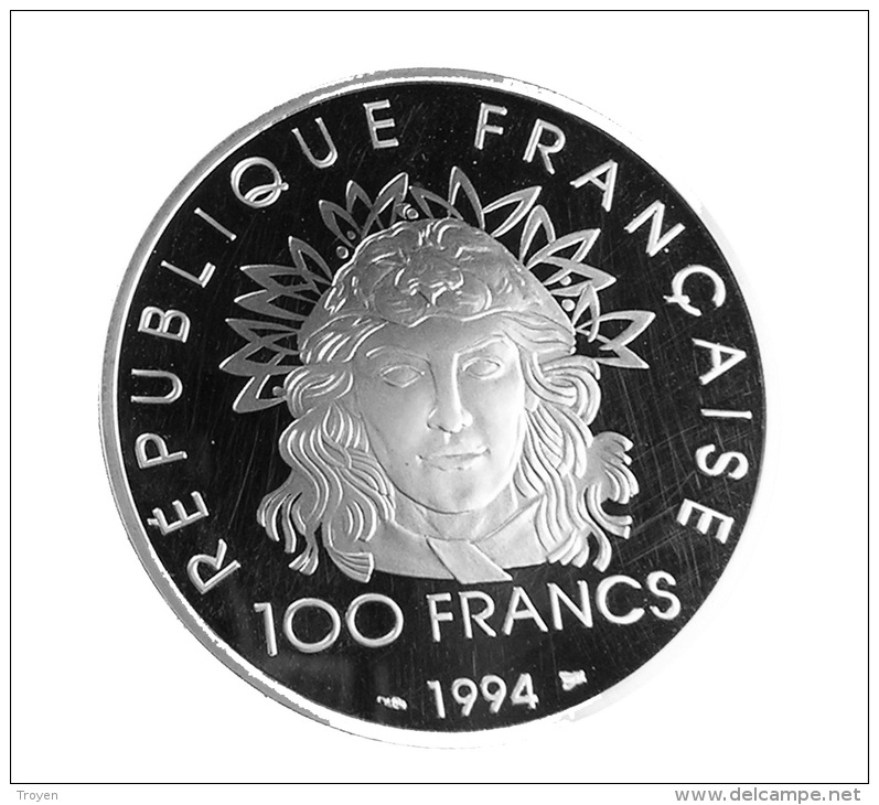 France   -  Centenaire Jeux Olympiques -  100 Francs   - Argent  - 1996 -   Sup - Sous Capsule - Collections
