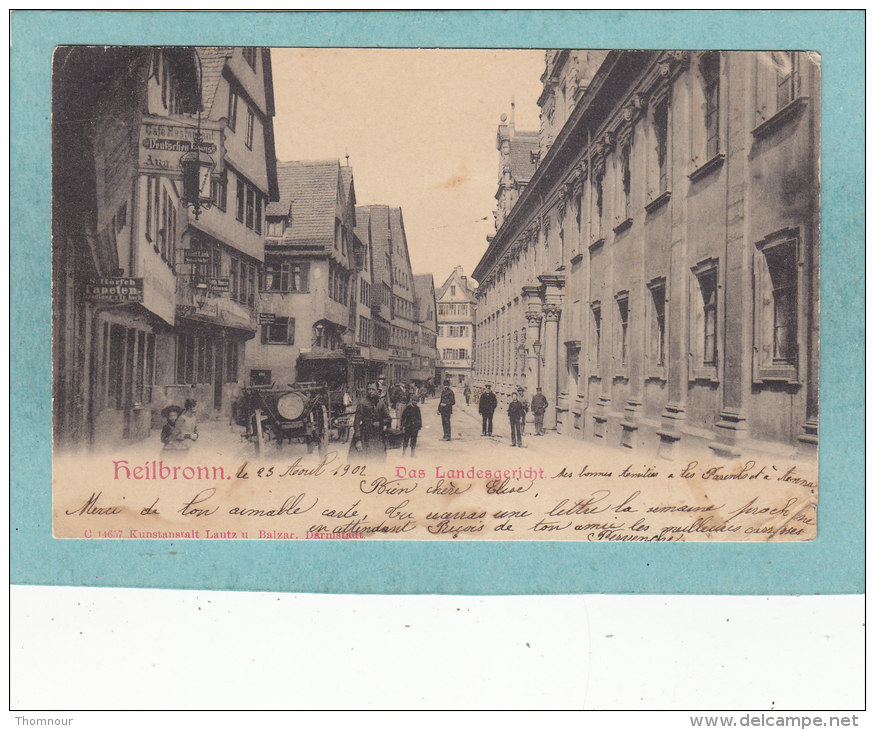 HEILBRONN  -  Das  Landesgericht  - 1902  -   CARTE PRECURSEUR ANIMEE - ( Trace Petite Pliure Angle Bas Droit ) - Heilbronn