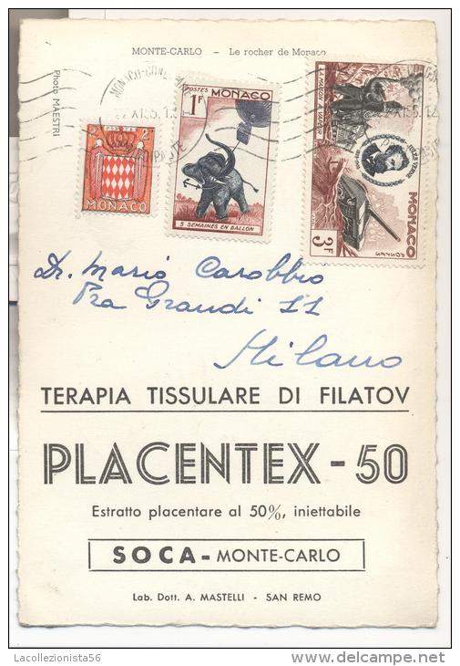 4296-CARTOLINA ILLUSTRATA PUBBLICITARIA-MEDICINALI AFFRANCATA COMMEMORATIVI DI MONACO-1955 - Covers & Documents