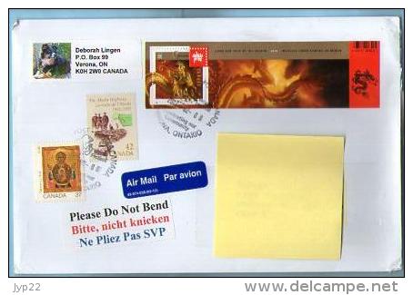 Canada Lettre Cover Air Mail Par Avion CAD 6-02-2012 / 3 Tp Bloc New Year Dragon + Christmas Noël Route Alaska - Storia Postale