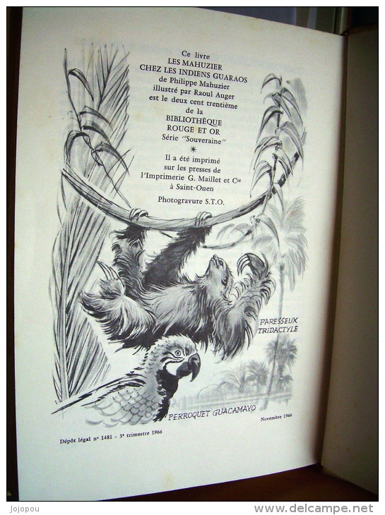 Philippe Mahuzier - Les Mahuzier Chezles Indiens Guaraos - Llustrations Raoul Auger- 230° Série Rouge Et Or Souveraine - Bibliothèque Rouge Et Or