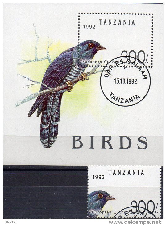 WWF Naturschutz 1992 Tanzania 1412 Plus Block 190 O 13€ Vögel Kuckuck Blocchi Bf M/s Fauna Bloc Birds Sheet Of Tanzanie - Cuckoos & Turacos