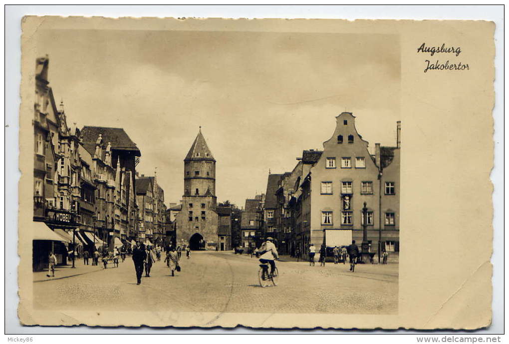 Allemagne--AUGSBURG-1952-- Jakobertor (animée,vélo),cpsm 9 X 14  éd  Sturm--Belle Carte - Augsburg