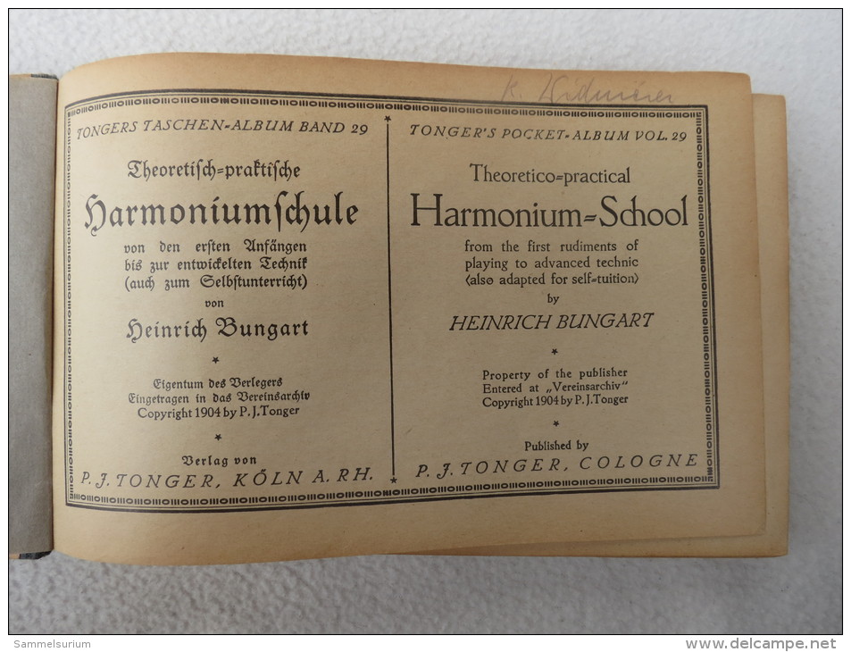 Heinrich Bungart "Theoretisch-praktische Harmoniumschule" Von 1904 - Musik
