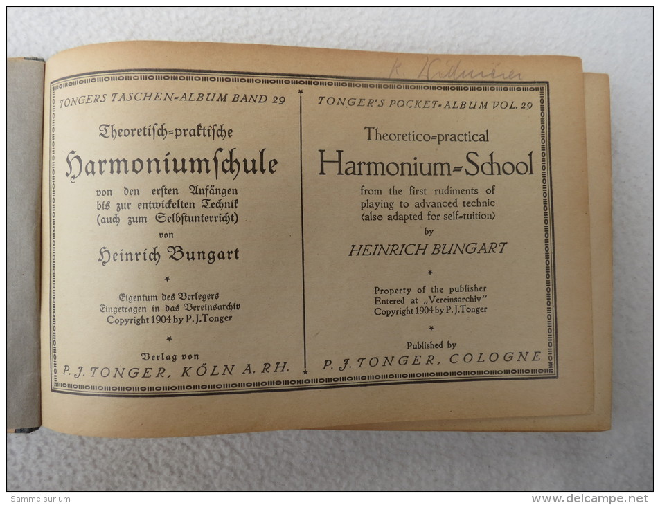 Heinrich Bungart "Theoretisch-praktische Harmoniumschule" Von 1904 - Música