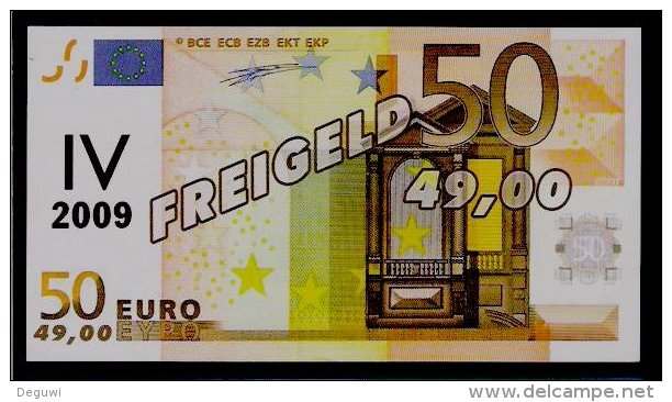 Euro-Note, 50 (49,00 €) FREIGELD, Beids. Druck, RRRR, UNC, 180 X 98 Mm, No Real Money! - Other & Unclassified