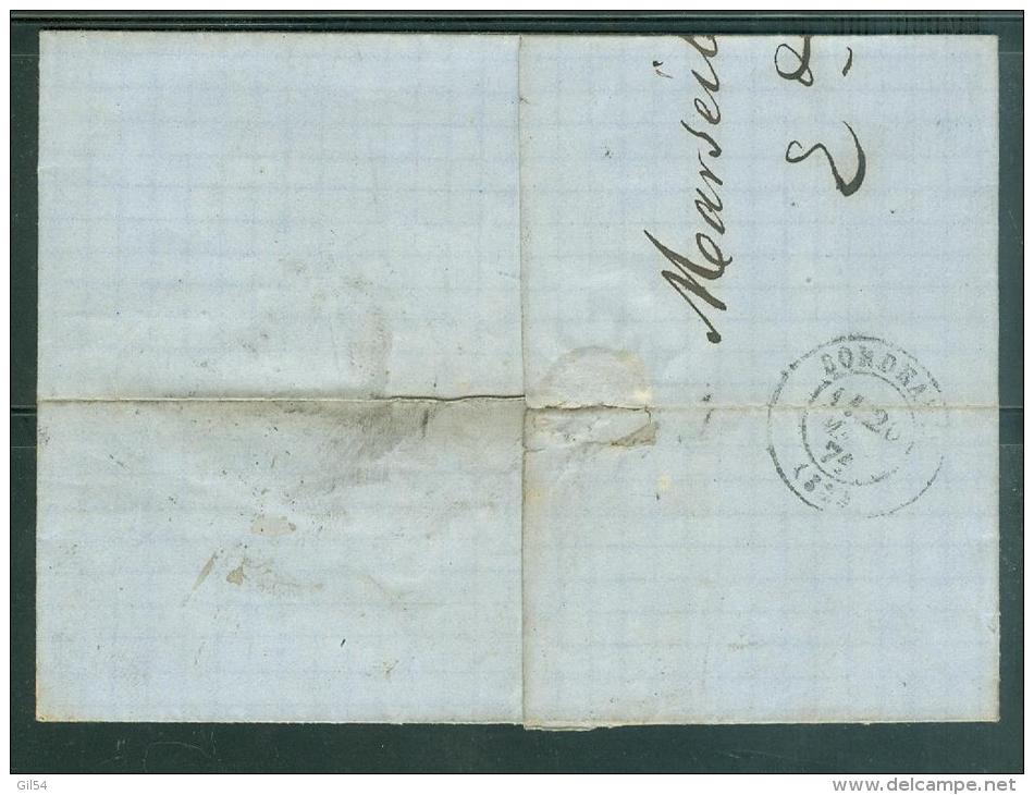 Taxe Tampon 30 Sur Lettre De Marseille Pour Bordeaux En Mars 1871   - Lp266122 - 1849-1876: Klassik