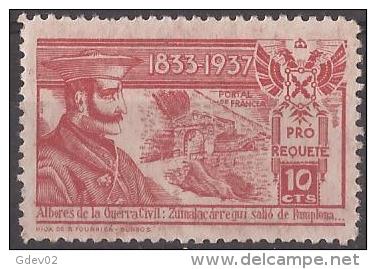 RQT4-LM083TESS.Espagne.Spain.España.Escudo.pro Requetes.Zumalacarregui.1 936/8.(Galvez 4**) En Nuevo. - Sellos