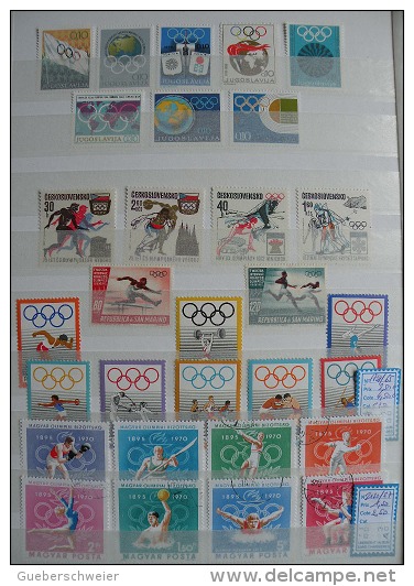 HISTOIRE DES JEUX OLYMPIQUES - belle collection sur 73 pages dans 2 classeurs à bandes - Jeux antiques FORTE COTE