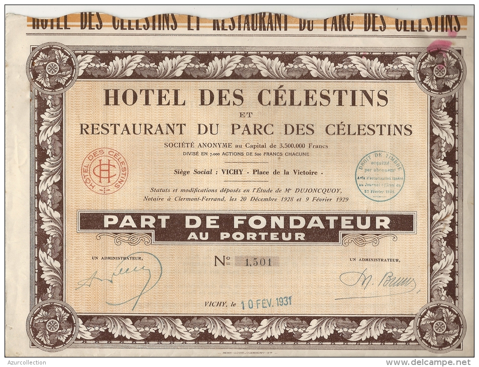 HOTEL DES CELESTINS . VICHY - Toerisme