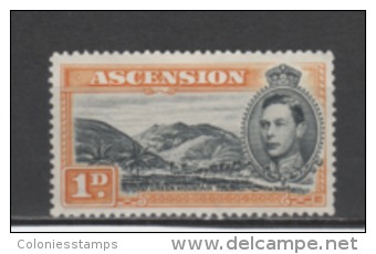 (SA0043) ASCENSION, 1940 (King George VI, 1 P., Orange-yellow And Black, Perf. 13½). Mi # 41A. MLH* Stamp - Ascensión