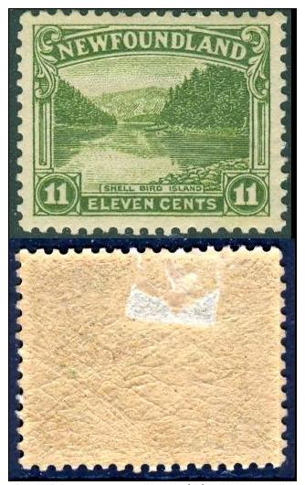 NEWFOUNDLAND 1923 Shell Bird Island, 11c. Sage-green, VF MLH - 1908-1947