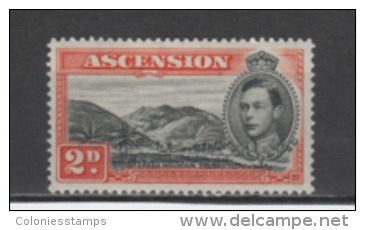 (SA0045) ASCENSION, 1938 (King George VI, 2 P., Orange And Black, Perf. 13½). Mi # 44Aa. MLH* Stamp - Ascensión