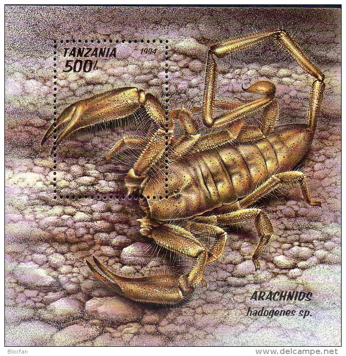 Naturschutz Spinne 1994 Tanzania Block 255 ** 4€ Skorpion Hadogene Sp. Arachinos Bf M/s WWF Bloc Fauna Sheet Of Tanzanie - Spinnen