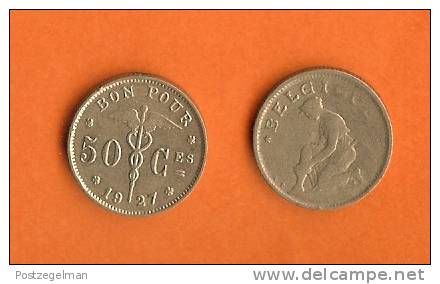 BELGIUM 1922-1939 50 Centimes KM88  French - 50 Cents