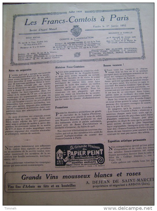 N°64 Juillet 1926 Franche Comté Monts Jura PASSEUR LOUE ABBAYE DE LUXEUIL MAGNIN  Publicité époque - Toerisme En Regio's