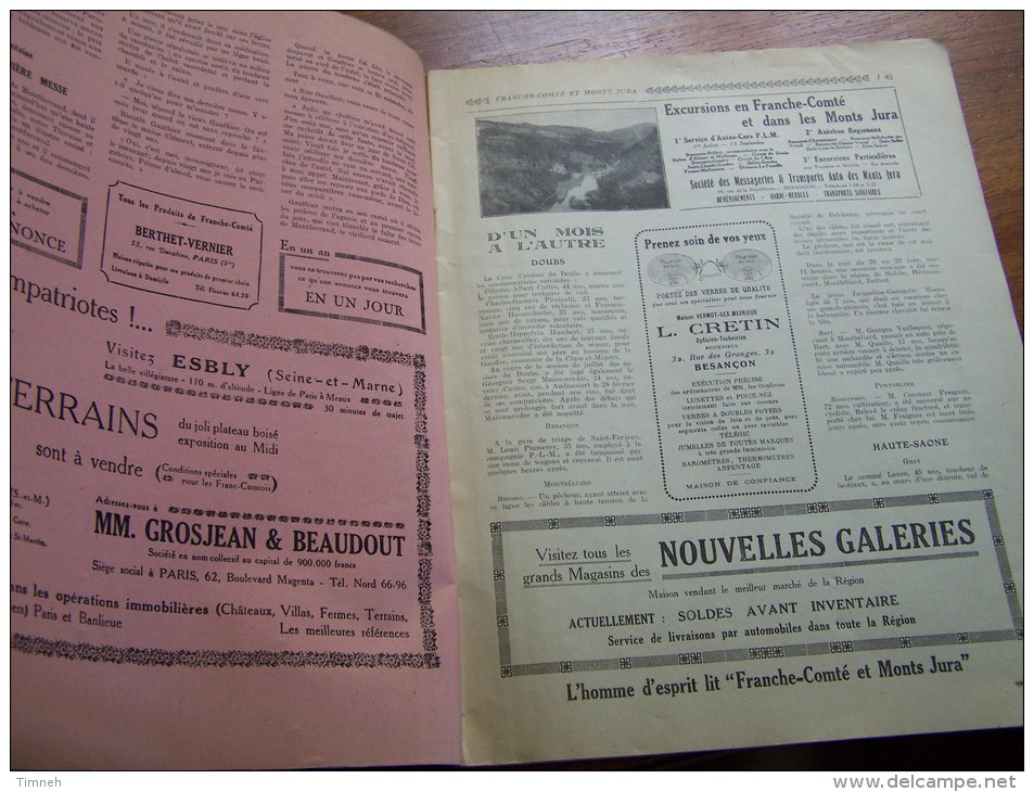 N°64 Juillet 1926 Franche Comté Monts Jura PASSEUR LOUE ABBAYE DE LUXEUIL MAGNIN  Publicité époque - Toerisme En Regio's