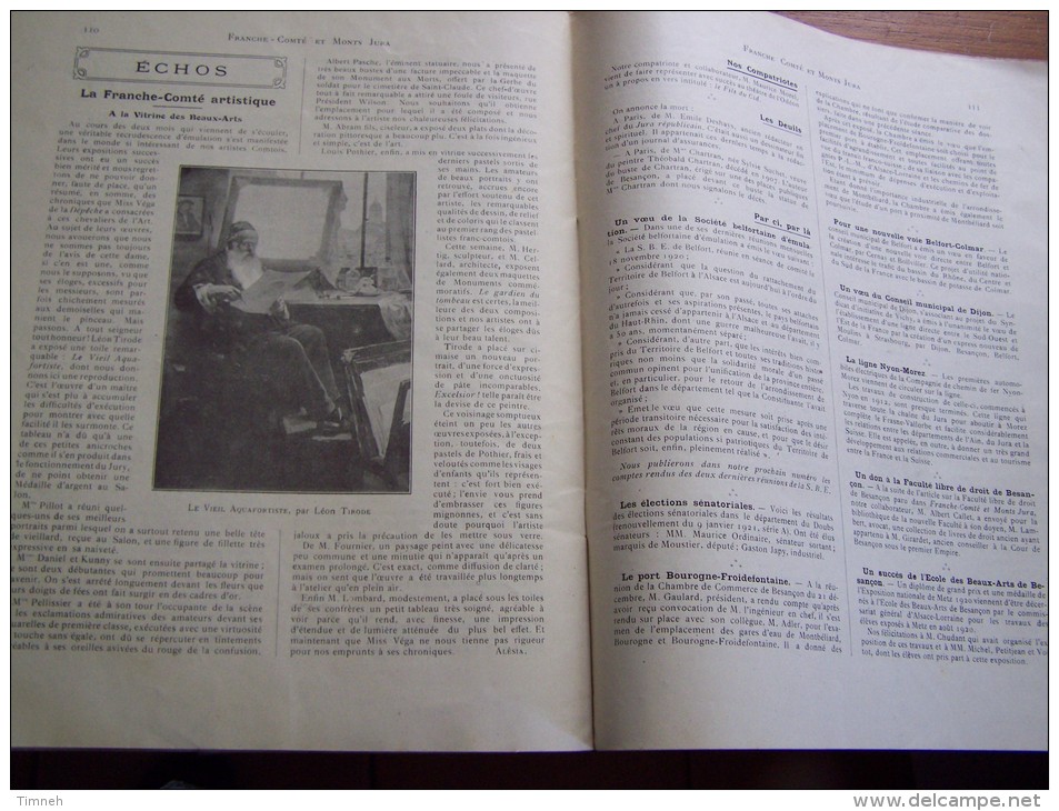 N°19 Janvier 1921 Franche Comté Monts Jura Revue Mensuelle LA CHAINE DU LOMONT Charles THURIET Publicité époque - Toerisme En Regio's