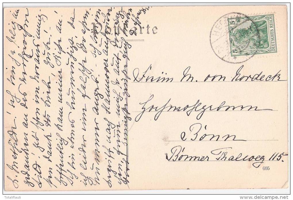 Schloss Heeren Kamen Autograf Adel An Freiin Von Nordeck In Bonn 25.11.1903 Gelaufen - Kamen