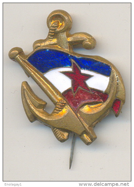 Yugoslavia - Red Star Cap Badge - Yugoslav River Shipping - Marine