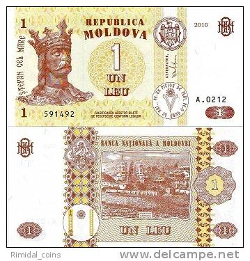1 Leu Moldova 2010 Banknote, New Signiture, UNC Crisp - Moldavië