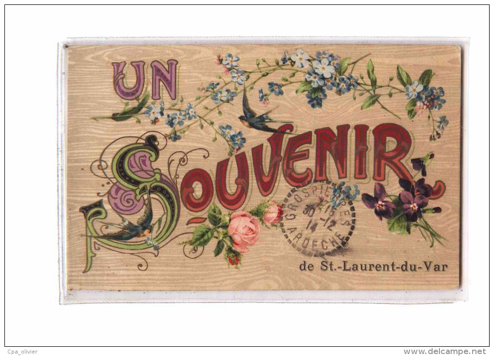 06 ST LAURENT DU VAR Fantaisie, Souvenir, Fleurs, Hirondelle, Ed Sauvaigo, 1914 - Saint-Laurent-du-Var
