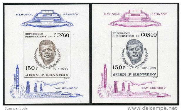 Congo #591-92 Mint Never Hinged Imperf John F. Kennedy Souvenir Sheets From 1966 - Ongebruikt