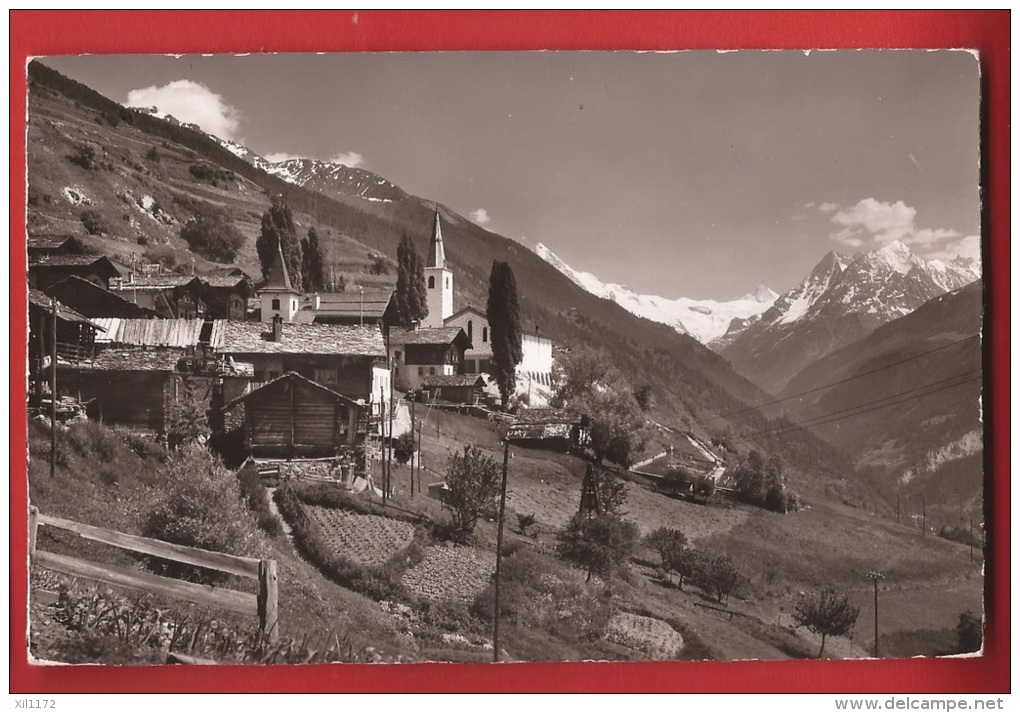 YHER-44 Hérens Village De St Martin Sur Sion, Dent Blanche Et De Veisivi. Cachet St Martin1956. Gyger 18493 - Saint-Martin