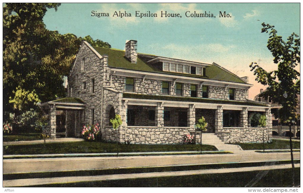 Sigma Alpha Epsilon House Columbia Mo Old Postcard - Columbia