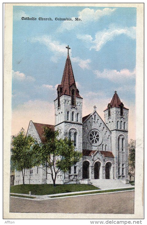 Catholic Chruch  Columbia Mo Old Postcard - Columbia
