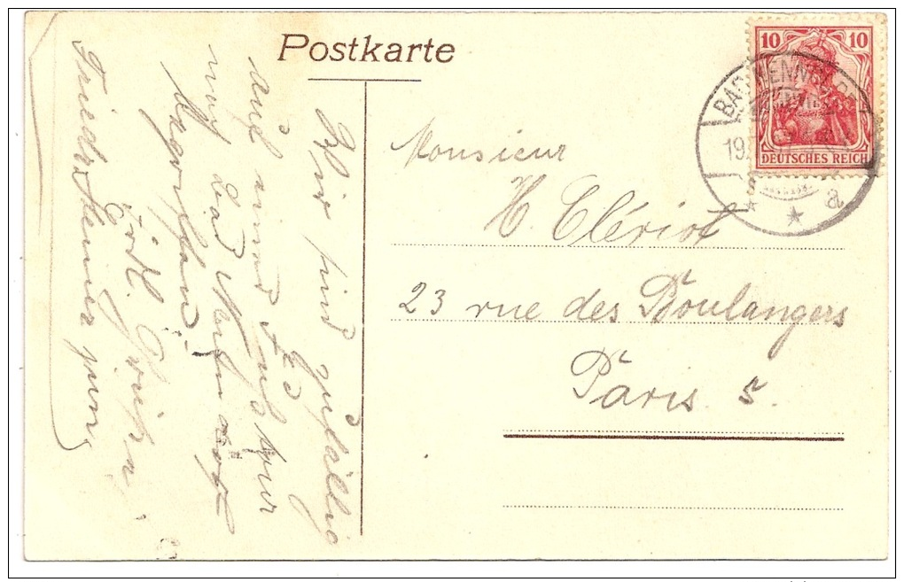 Niedersachsen - GRUSS Aus LAUENAU - Restaurant Louis Rupp +++ To Paris, 1907, France ++ Alb. Windhorn, Barsinghausen +++ - Schaumburg