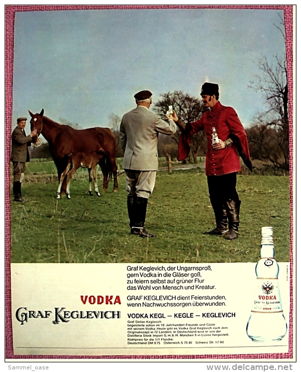 Reklame Werbeanzeige Von 1965 -  Vodka Graf Keglevich  -  Dient Feierstunden, Wenn Nachwuchssorgen überwunden - Alkohol