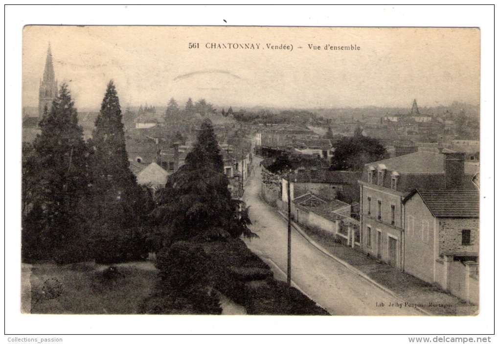 Cp , 85 , CHANTONNAY , Vue D'ensemble , Voyagée 1918 - Chantonnay