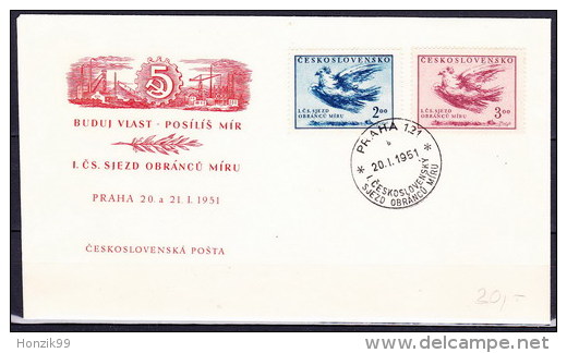 Tchécoslovaquie 1951 Mi 643-4 (Yv 556-7) Envelope Premier Jour, FDC - FDC