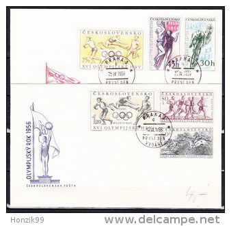 Tchécoslovaquie 1956 Mi 965-7+981-3 (Yv 855-7B) 2x Envelope Premier Jour, FDC - FDC