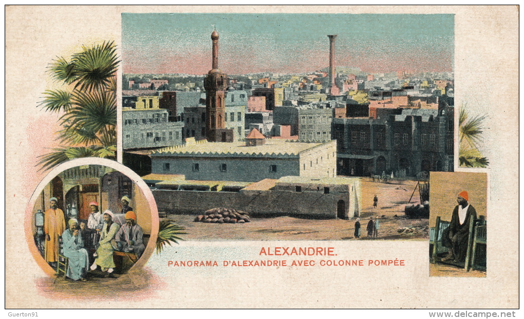 ( CPA EGYPTE )  ALEXANDRIE  /  Panorama D' Alexandrie Avec Colonne Pompée  - - Alexandrie