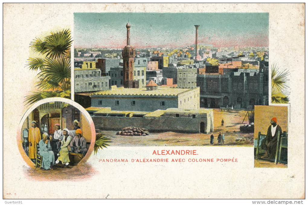 ( CPA EGYPTE )  ALEXANDRIE  /  Panorama D' Alexandrie Avec Colonne Pompée  - - Alexandrie