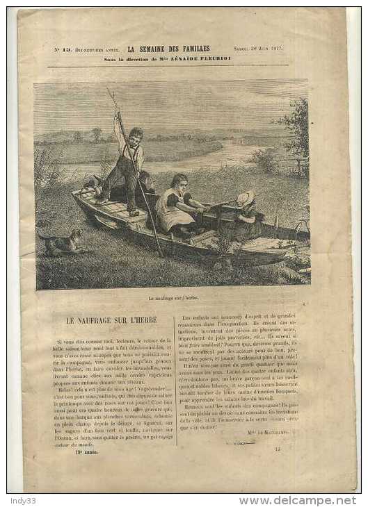 - LA SEMAINE DES FAMILLES . N°13  1877  . - Revues Anciennes - Avant 1900