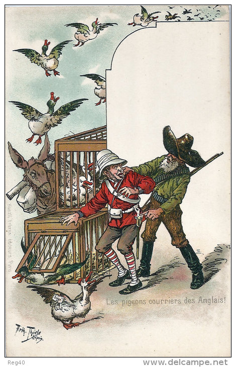 ILLUSTRATEUR  :  ARTHUR THIELE -  Les Pigeons Courriers Des Anglais - PRECURSEUR  CHROMO - Thiele, Arthur