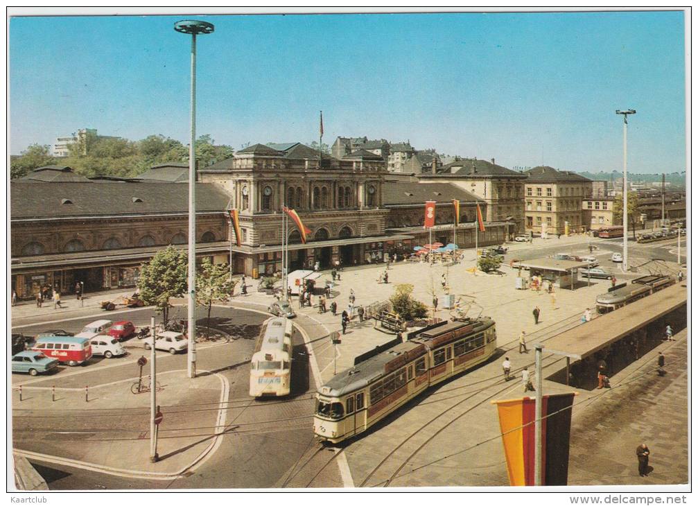 Mainz: TRAM/STRAßENBAHN,AUTOBUS, FORD 15M, VW KÄFER/COX & T1-BUS - Bahnhof Station - Auto - Deutschland - Toerisme