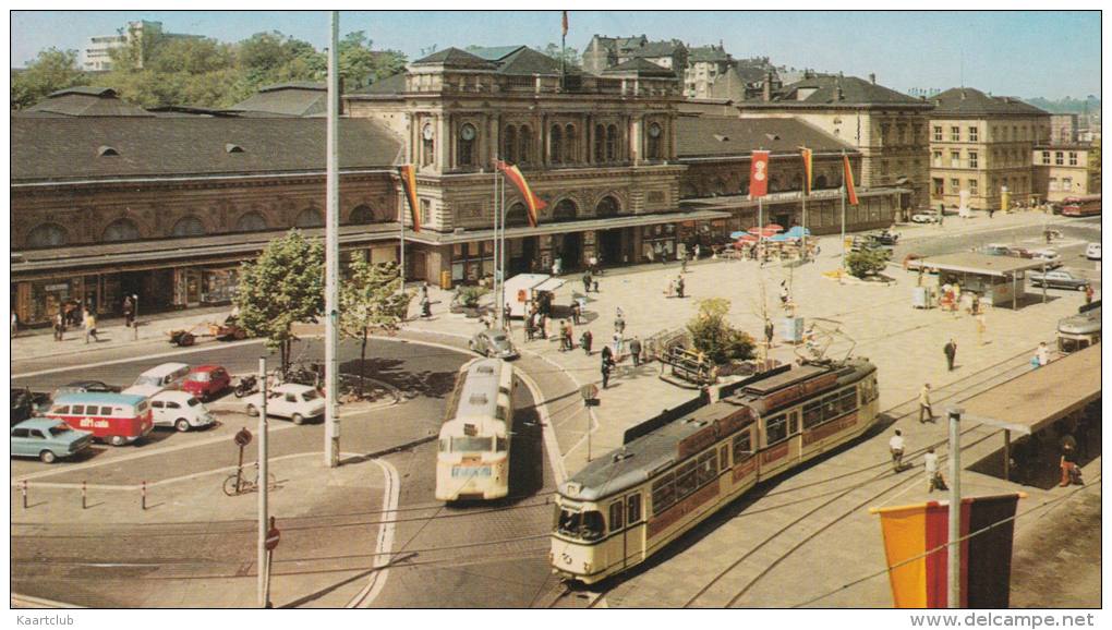 Mainz: TRAM/STRAßENBAHN,AUTOBUS, FORD 15M, VW KÄFER/COX & T1-BUS - Bahnhof Station - Auto - Deutschland - Toerisme