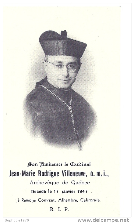 CANADA - QUEBEC - Cardinal Jean-Marie Rodrigue Villeneuve - Ramona Convent Alhambra California - Décès