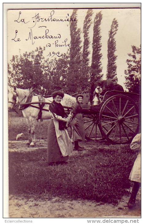 Persac-Lussac-les ChateauX   86  La Brulonnière   Le Marchand D'huile 1912 ( Carte Photo Non Voyagée  Non écrite Au Dos) - Lussac Les Chateaux