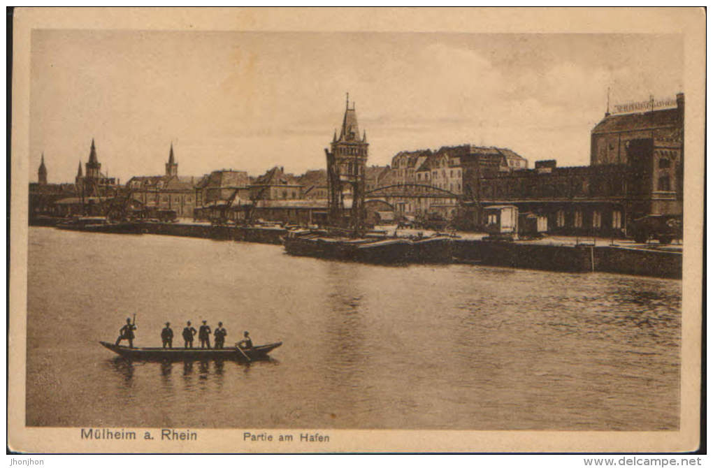 Germany-Postcard 1911written-Mulheim On The Rhine,  Section Port-2/scans - Muelheim A. D. Ruhr