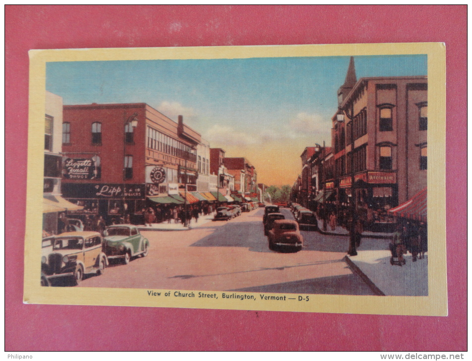 - Vermont > Burlington   Classic Auto On Church Street  Linen Not Mailed   --- Ref 982 - Burlington